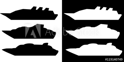 Vector Illustration Set Silhouette Cruise Ship Isolated 500x250 Vector Illustration Set Silhouette Cruise Ship Isolated