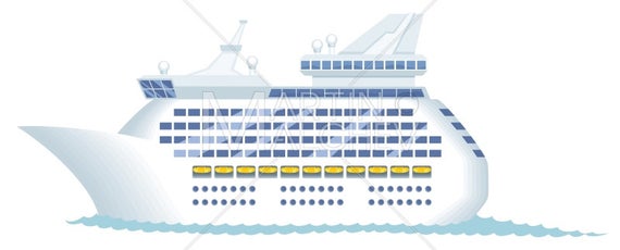 570x230 Cruise Ship Vector Cartoon Clipart Illustration Cruise Etsy