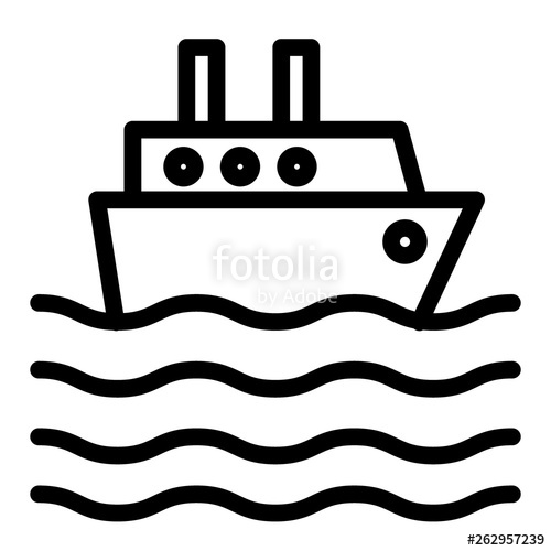 500x500 Ship Liner Line Icon Cruise Ship Vector Illustration Isolated