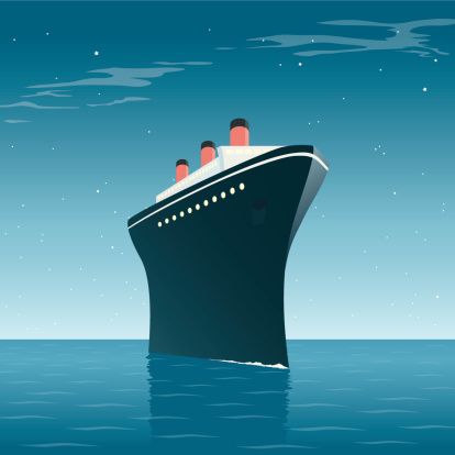 414x414 Vintage Cruise Ship Night Vector Afar