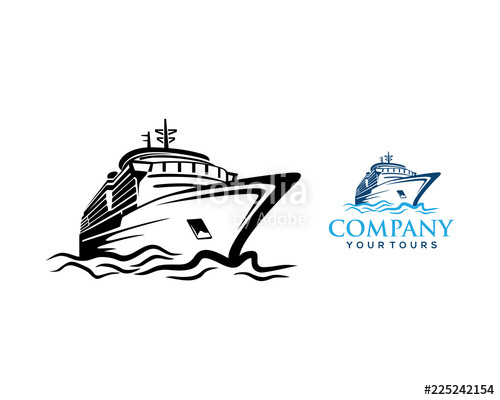 500x400 Cruise Ship Sail On The Sea Modern Symbol Logo Vector Stock Image
