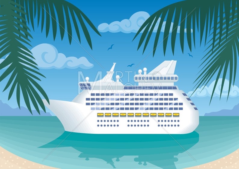 794x561 Cruise Vector Cartoon Clipart Illustration Cruise Ship Etsy