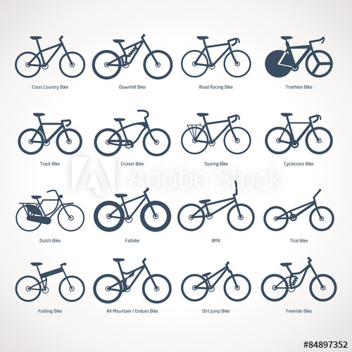 500x500 Bicycle Types, Vector Illustration