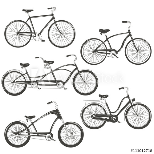 500x500 Bicycle Vector Illustration, Single, Chopper, Cruiser, Tandem, T