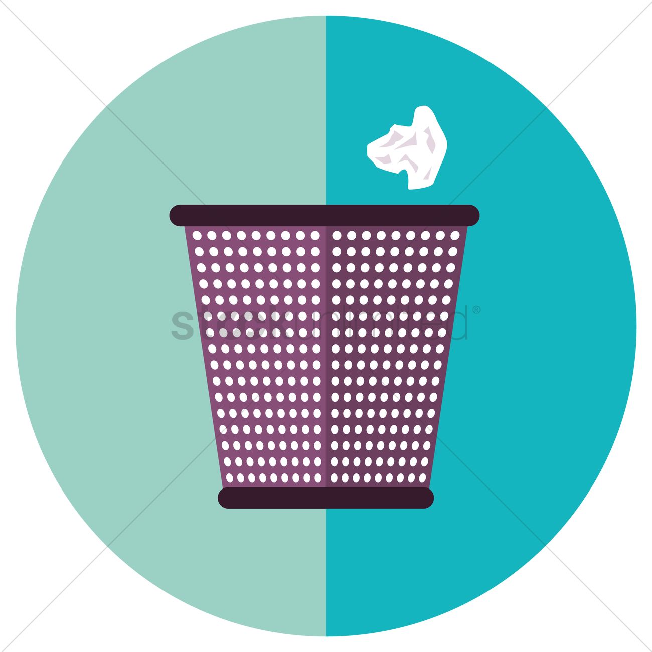 1300x1300 Rubbish Bin With Crumpled Paper Vector Image