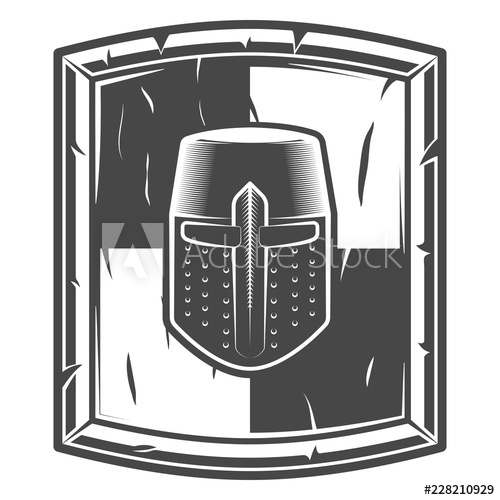 500x500 Shield And Helmet Of A Medieval Knight Crusader Isolated Vector
