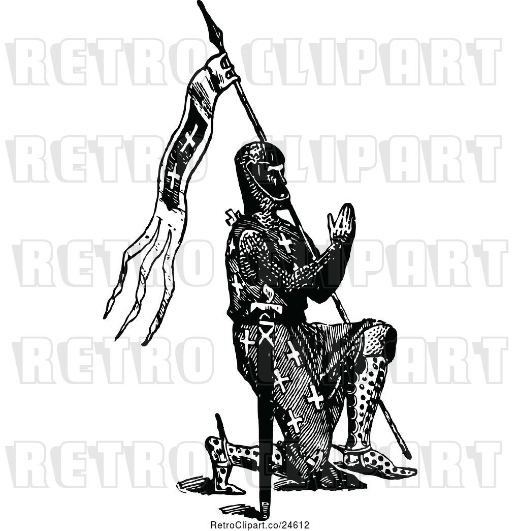 1024x1044 Vector Clip Art Of Retro Praying Crusader