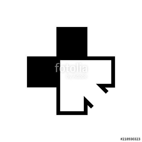 500x500 Icono Plano Cruz Sanidad Con Flecha En Color Negro Stock Image