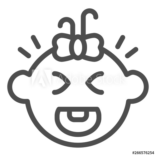 500x500 Crying Baby Line Icon Kid Cry Vector Illustration Isolated