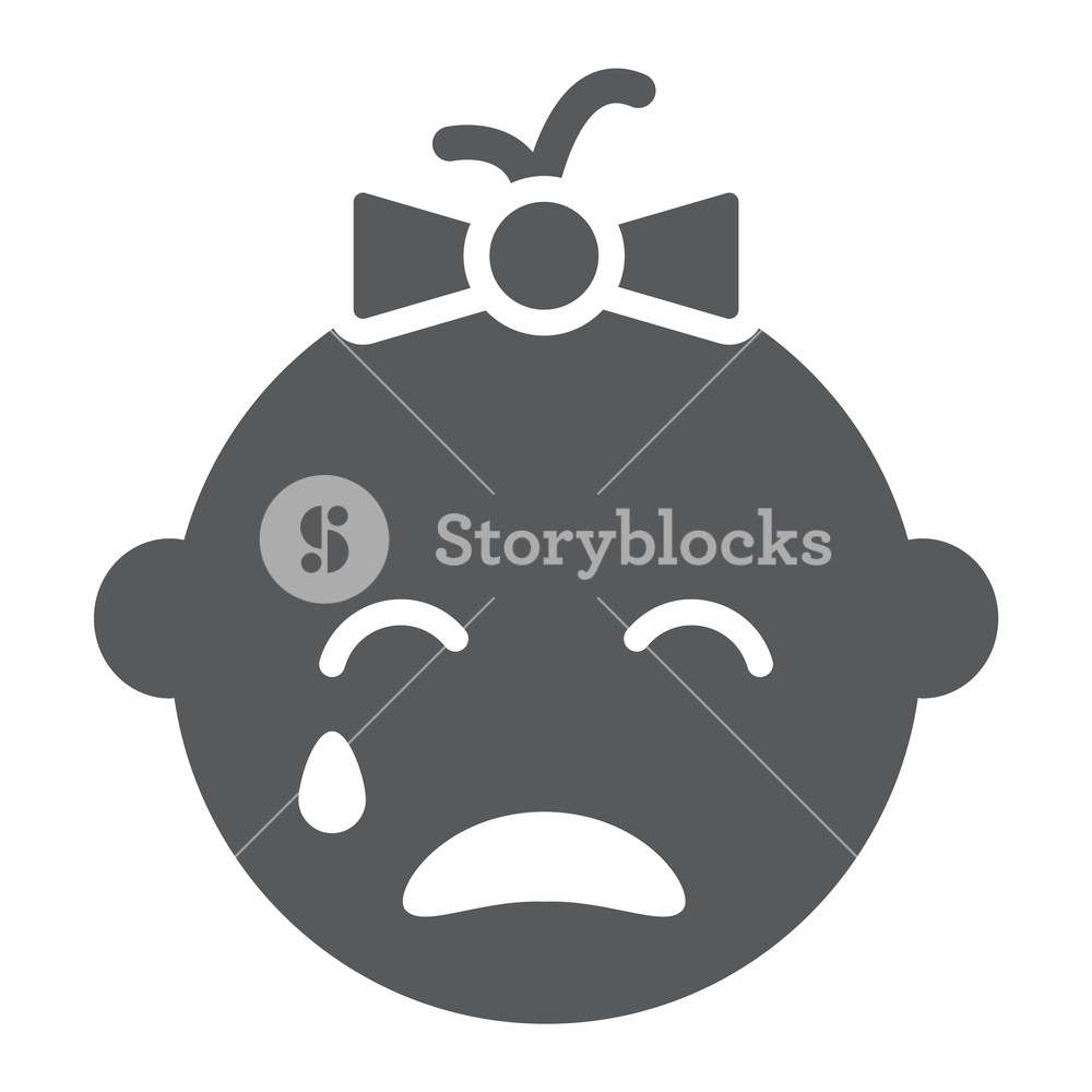 1000x1000 Baby Girl Cry Glyph Icon, Emotion And Child, Face Sign, Vector