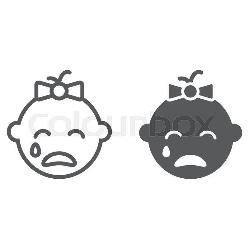 800x800 Baby Girl Cry Line And Glyph Icon, Stock Vector Colourbox