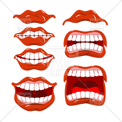 400x400 Set Of Lips And Emotions Shouting And Laughing, Scream And Cry