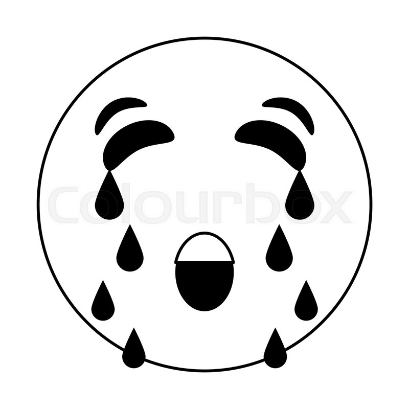 800x800 Black And White Crying Emoji Over Stock Vector Colourbox