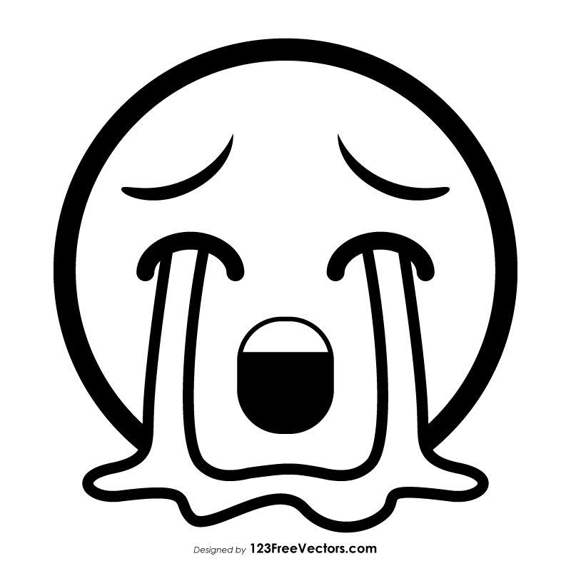 800x800 Loudly Crying Face Emoji Outline Free Vectors In Crying
