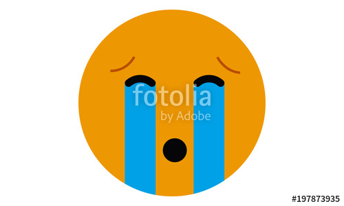 500x300 Loudly Crying With Tears Face Emoji Vector Illustration Stock