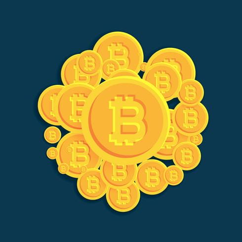 490x490 Crypto Bitcoins Digital Currency Coins Vector Background