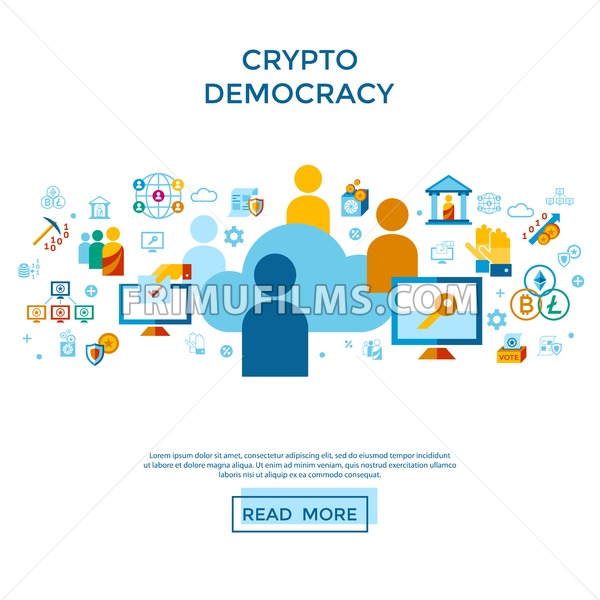 600x600 Digital Vector Crypto Democracy And Security Icons Set