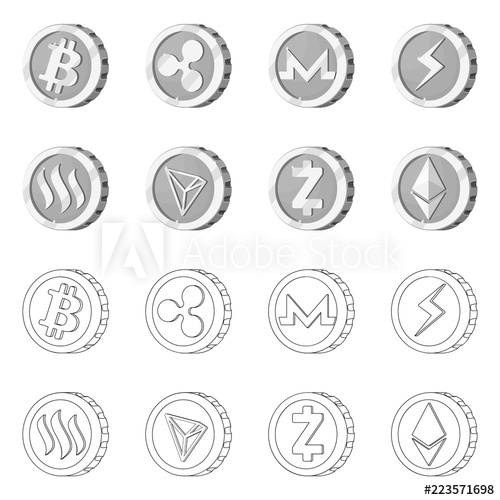 500x500 Vector Illustration Of Cryptocurrency And Coin Symbol Set