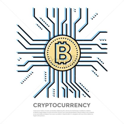 416x416 Bitcoin Crypto Currency Blockchain Thin Line Color Background