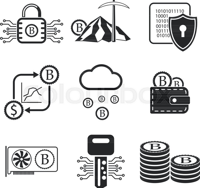 800x755 Bitcon Set Crypto Currency And Stock Vector Colourbox
