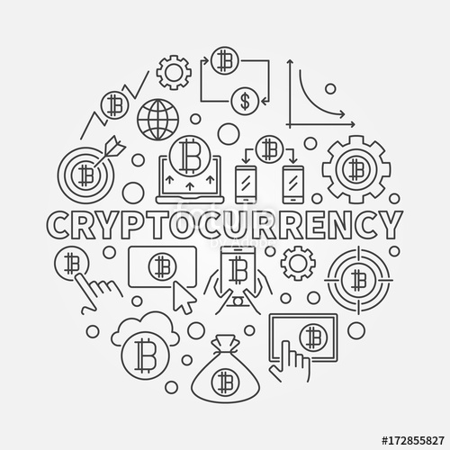 500x500 Cryptocurrency Round Outline Illustration Vector Virtual Money