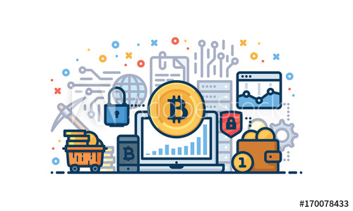 500x300 Cryptocurrency Vector Illustration