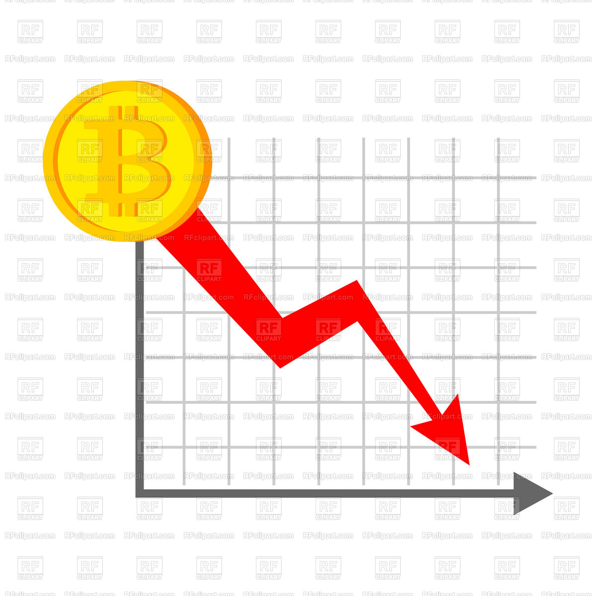1200x1200 Falling Bitcoin Graph Decrease In Cryptocurrency Vector Image