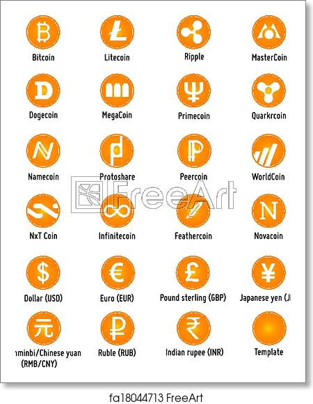 450x580 Free Art Print Of Cryptocurrency Vector Icons Different