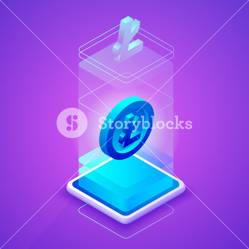 1000x1000 Litecoin Cryptocurrency Vector Illustration For Blockchain Mining