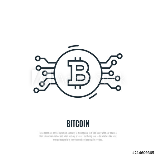 500x500 Bitcoin Line Icon Cryptocurrency Vector Illustration Template