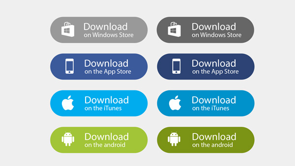 Flat Iconic App Store Buttons Vector Set Css 600x338 Flat Iconic App Store Buttons Vector Set Css