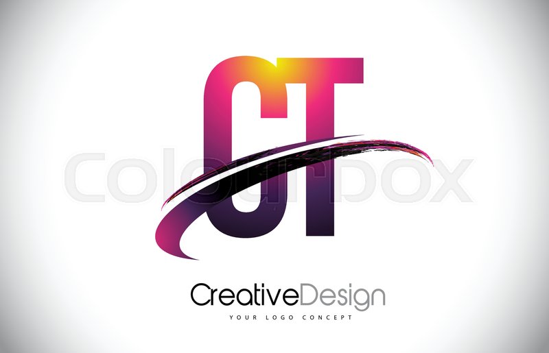 800x515 Ct C T Purple Letter Logo With Swoosh Stock Vector Colourbox