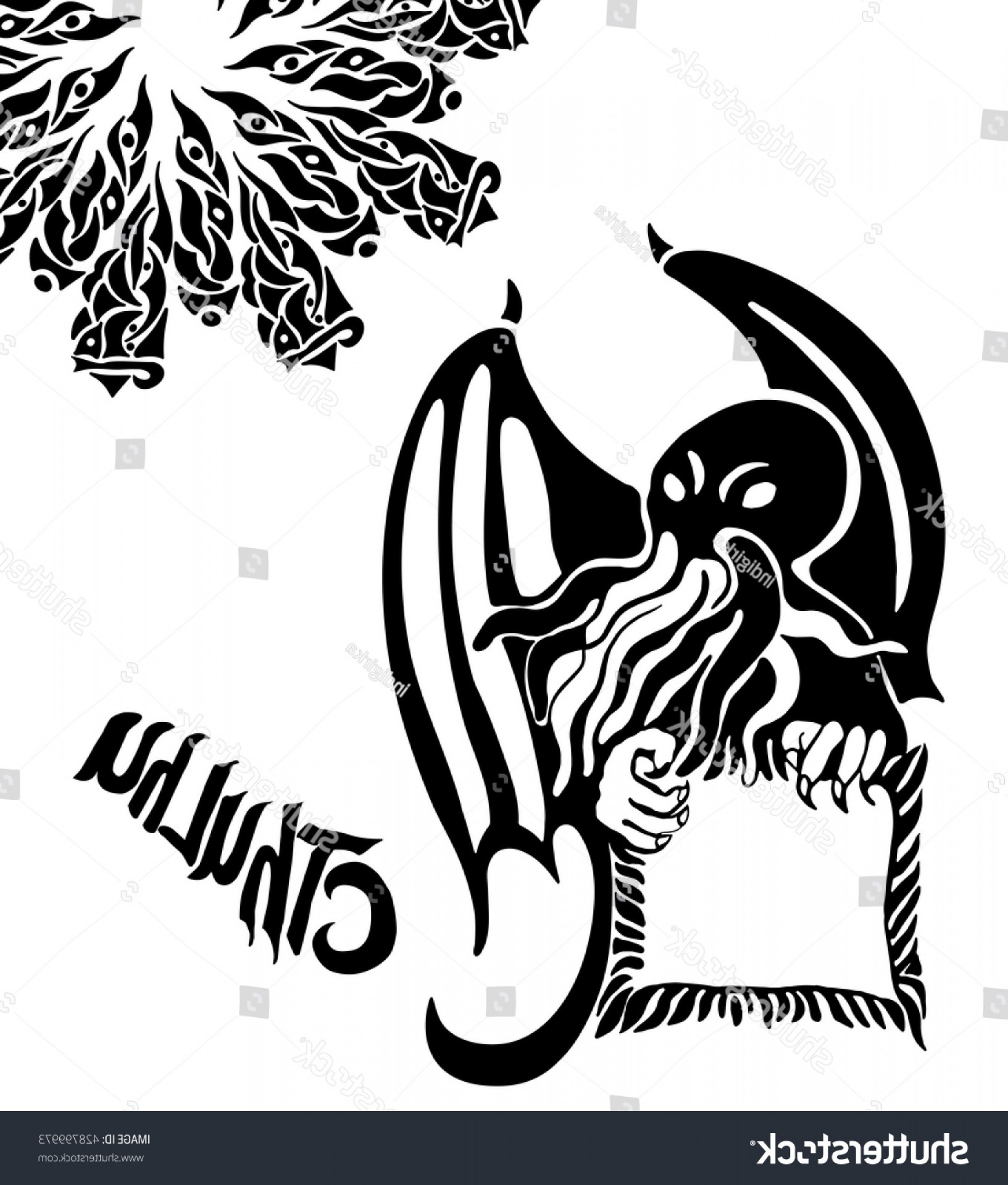Cthulhu Vector Horror Object Tattoo Stencil Handandbeak 1633x1920 Cthulhu Vector Horror Object Tattoo Stencil Handandbeak