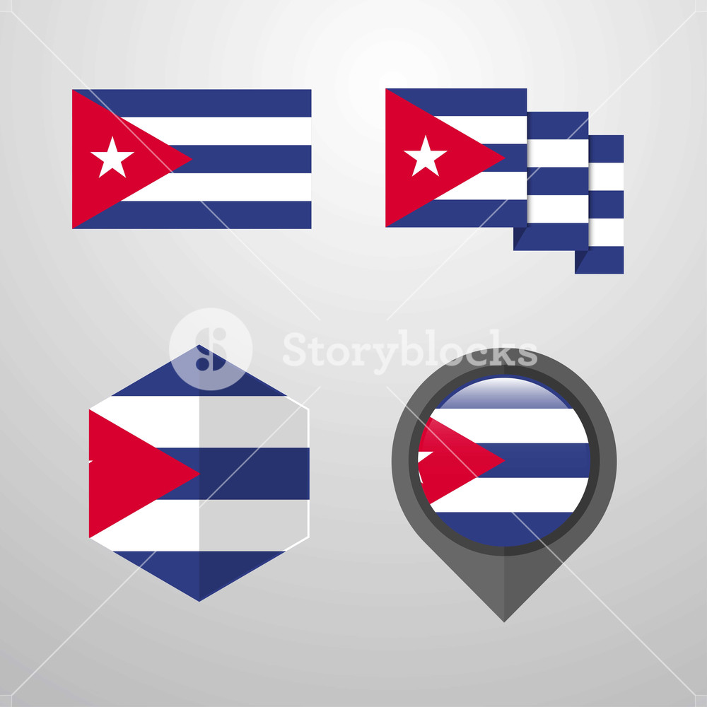 1000x1000 Cuba Flag Design Set Vector Royalty Free Stock Image