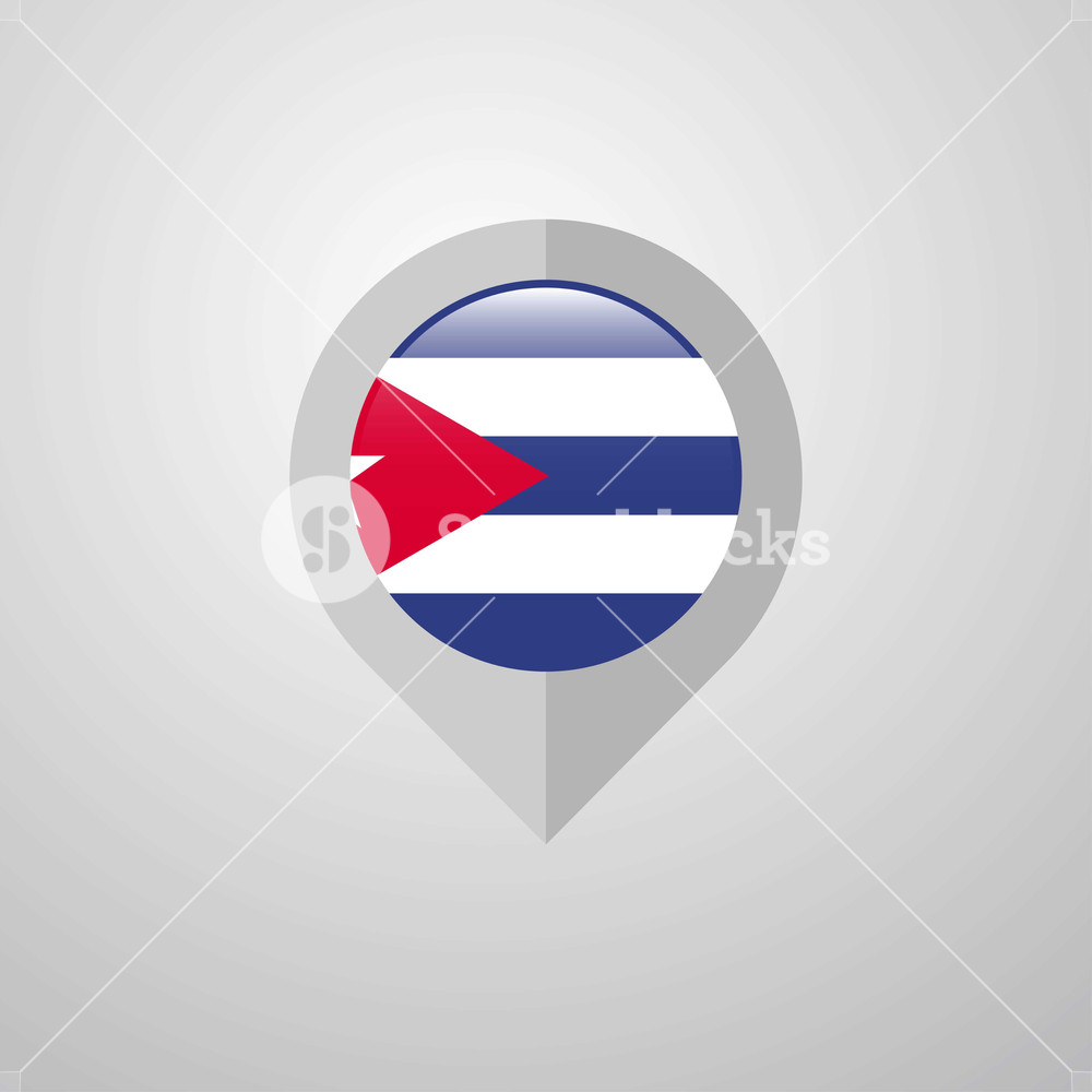 1000x1000 Map Navigation Pointer With Cuba Flag Design Vector Royalty Free