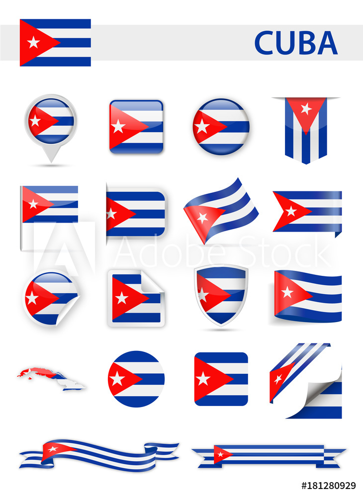 730x1000 Photo Art Print Cuba Flag Vector Set