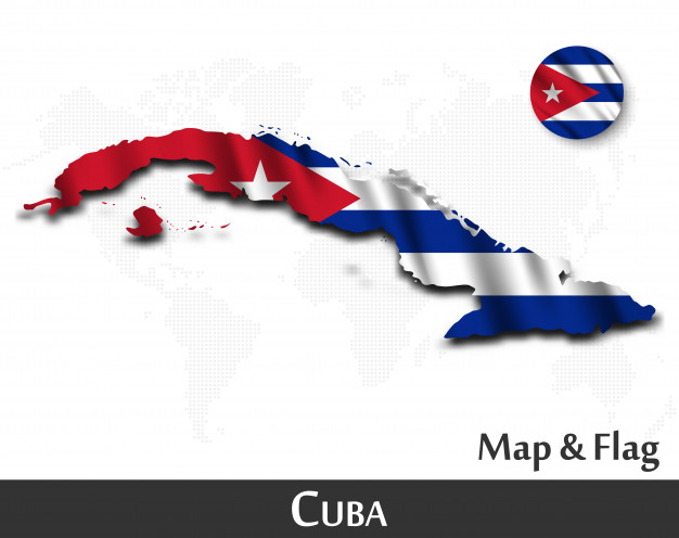 626x496 Cuba Map And Flag Waving Textile Design Dot World Map