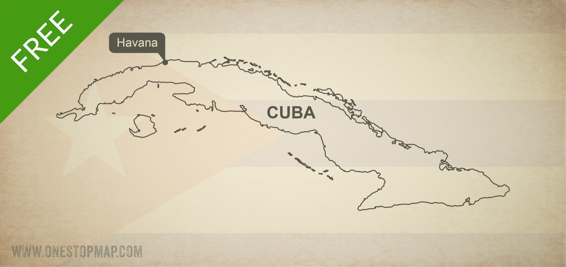 1800x849 Free Vector Map Of Cuba Outline One Stop Map