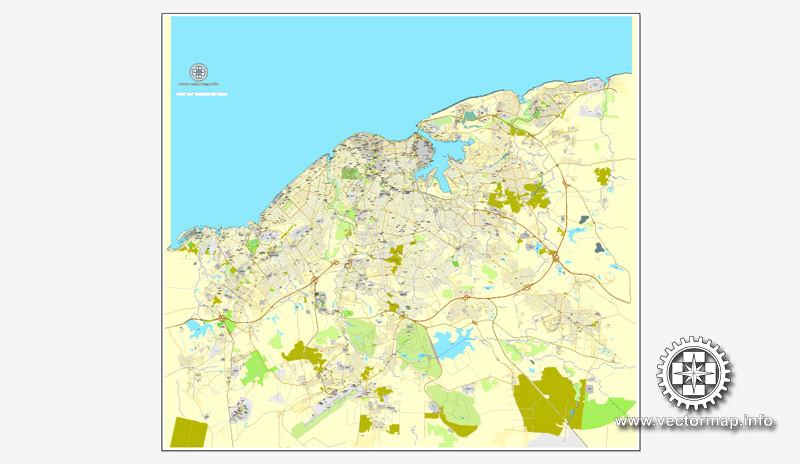 800x464 Havana, Cuba, Printable Vector Street City Plan Map, Full Editable