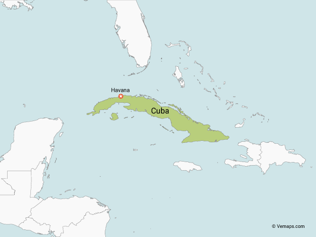 624x468 Map Of Cuba With Neighbouring Countries Maps With Neighbouring