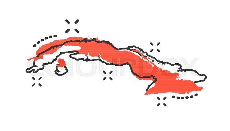 800x457 Vector Cartoon Cuba Map Icon In Comic Stock Vector Colourbox