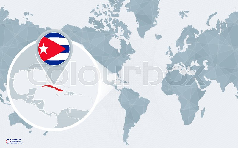 800x500 Cuba On A World Map World Map Centered On America