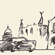 180x180 Sketch Of A Streets In Cuba Vector Illustration Acrylic Print