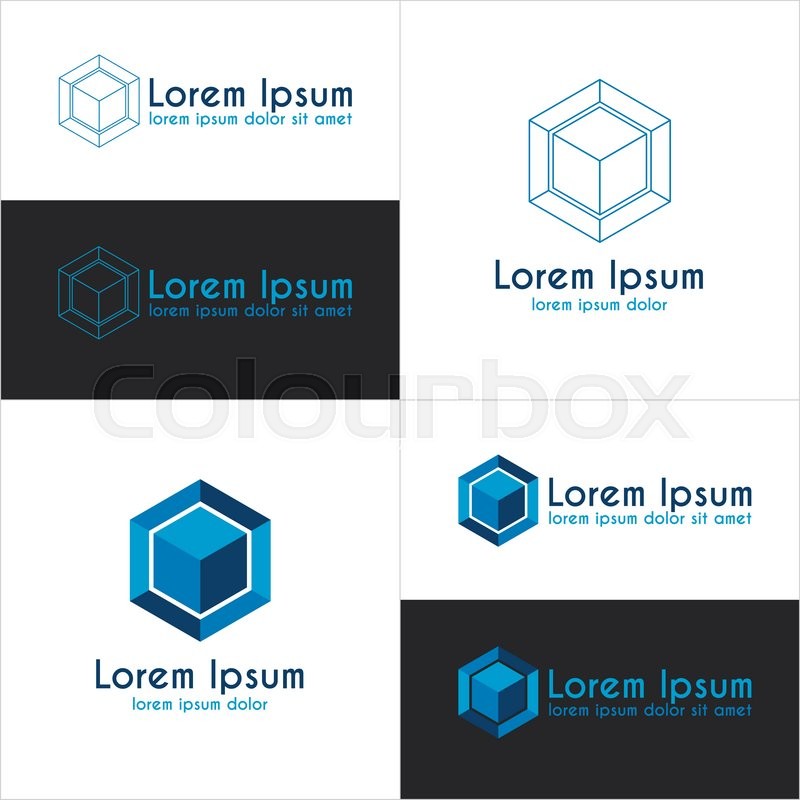 800x800 Blue Cube Logo Vector Templates Stock Vector Colourbox