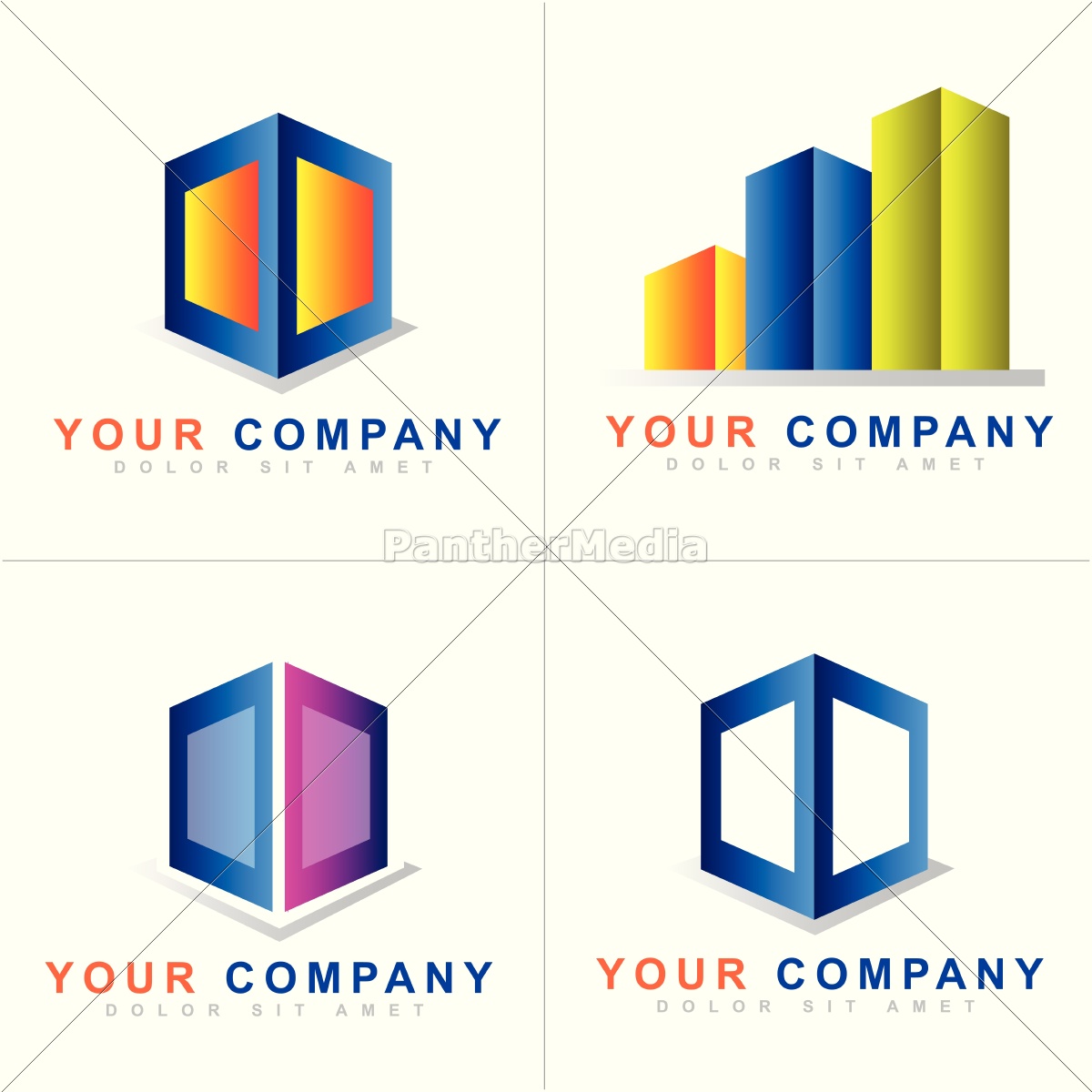 1200x1200 Abstract Colored Cube Logo Vector Set