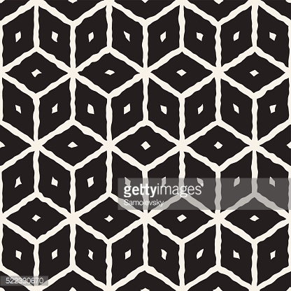 416x416 Vector Seamless Hand Painted Line Geometric Cube Pattern Stock