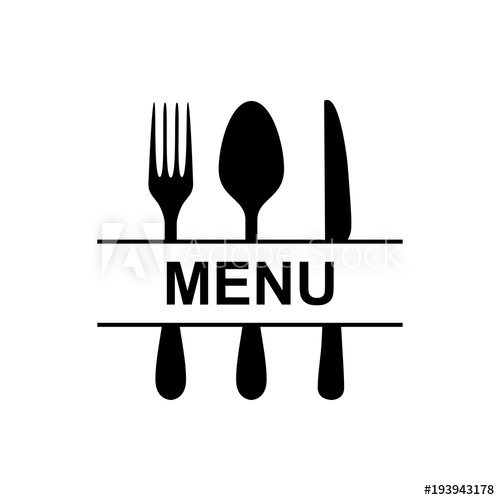 500x500 Icono Plano Menu En Cubiertos En Color Negro