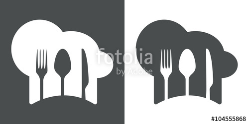 500x250 Icono Plano Gorro De Cocinero Y Cubiertos