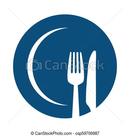 450x470 Tenedor, Placa, Azul, Menu Cubiertos, Vector, Icon
