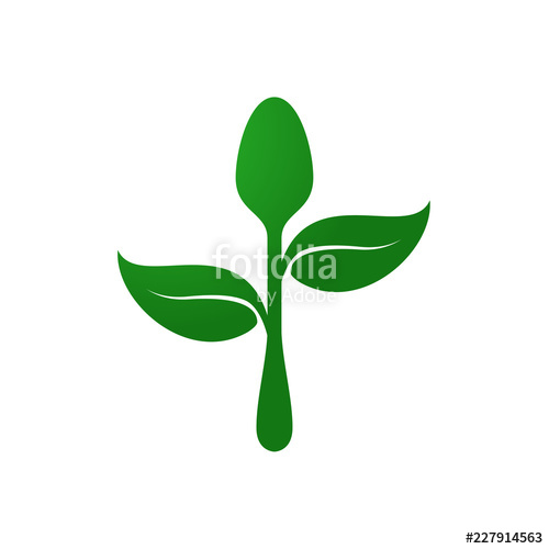 500x500 Logotipo Cuchara Con Hojas En Color Verde Stock Image And Royalty